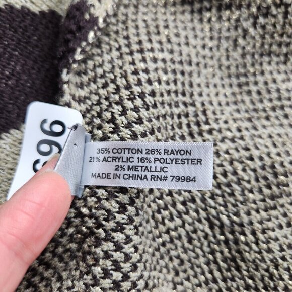 Chicos Sweater Womens One Size Tan Brown Gold Shawl Cardigan Cape Knit Shimmer - Picture 15 of 16